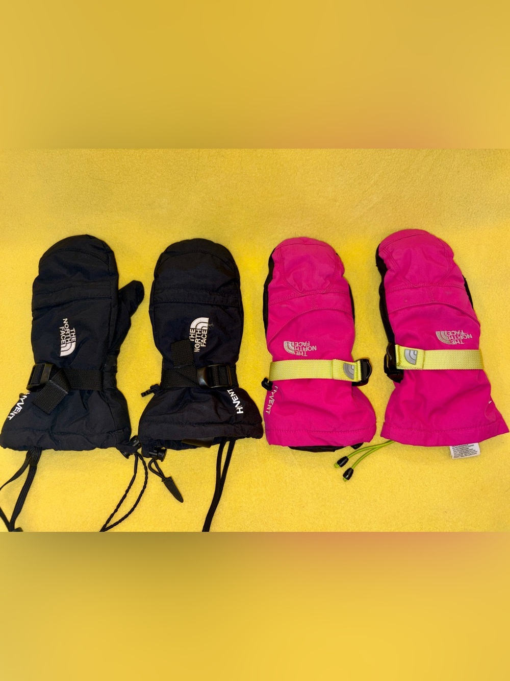 The North Face Kids Montana Ski Mitts Bundle - Size Youth Medium (Black & Pink)